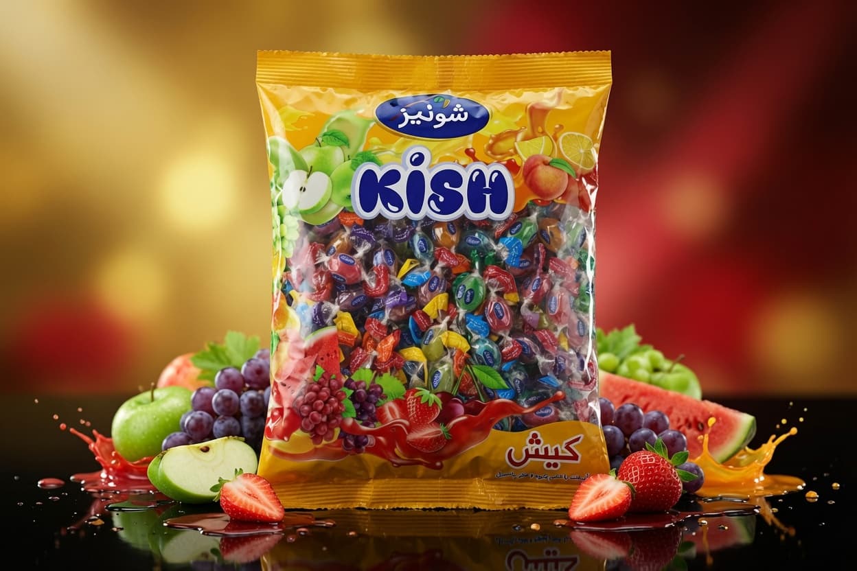 ۹۰- آبنبات میوه‌ای کیش